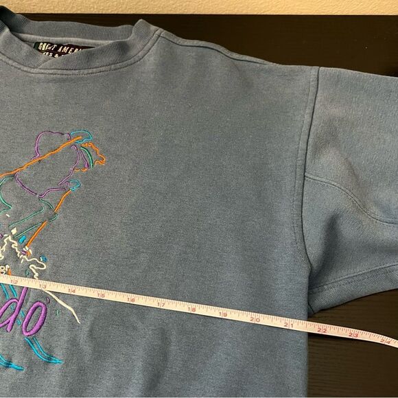 Great American Blue Embroidered Colorado Skier Ski Sweatshirt Medium - Picture 12 of 13